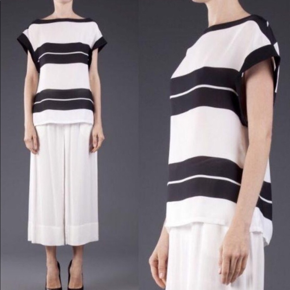 A.L.C. Chavelli silk striped top medium